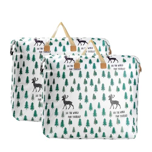 Vocridy Aufbewahrungstasche für Decke oder Kleidung, langlebig für mehrere Funktionen, für Bettwäsche, Blanket, Kleideraufbewahrung, Ferientasche, 2er-Pack 56 * 80 * 27cm, 120L (Tree) von Vocridy