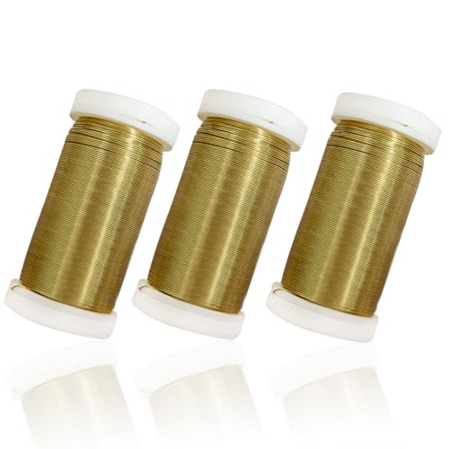 Vocridy Blumendraht 3x180cm - Vergoldeter Myrtendraht aus geglühtem Eisen für Floristik & Handwerk, Premium Basteldraht für Blumengestecke und Hochzeitsdekoration, Bindedraht Gold von Vocridy