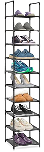 Voency Schuhregal, 10-stufiger Schuhschrank Kunststoff-Schuhregale Organizer für Schrank Flur Schlafzimmer Eingang, für bis zu 10 Paar Schuhe, Eisen, Standregal, platzsparend Schuhregal von Voency