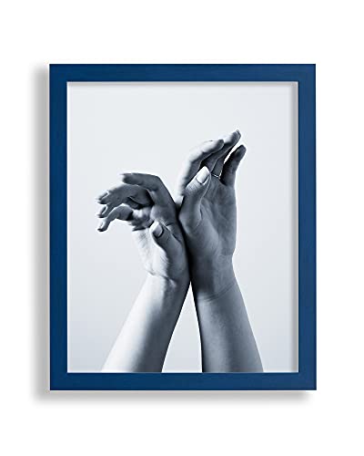 Vogel Design Bilderrahmen Finn 80 x 60 cm Dunkelblau Gewischt MDF mit Antireflex-Kunstglasscheibe - Farbe und Größe frei wählbar von Vogel Design