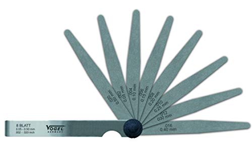 Vogel Germany Fühlerlehren-Satz (8 Blatt, Messbereich: 0.05-0.50 mm, aus gehärtetem Federstahl, konische Blattform, 100 mm lang) 411001 von VOGEL-GERMANY