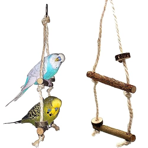 Vogelgaleria Wellensittich Schaukel Naturholz für Zwei Vögel. Handgemachtes Vogelspielzeug vom Fachmann von Vogelgaleria