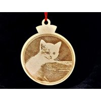 Haustier Foto Ornament, Katze Personalisierte Ornament Für Weihnachtsbaum, Auf Holz, Graviertes von Vogifts