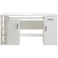 VOGL Möbelfabrik Schreibtisch "Tim mit seitlich offenen Fächern & Tastaturauszug,", Druckerablage, 1 Schublade, Breite 138 cm, Made in Germany von Vogl Möbelfabrik