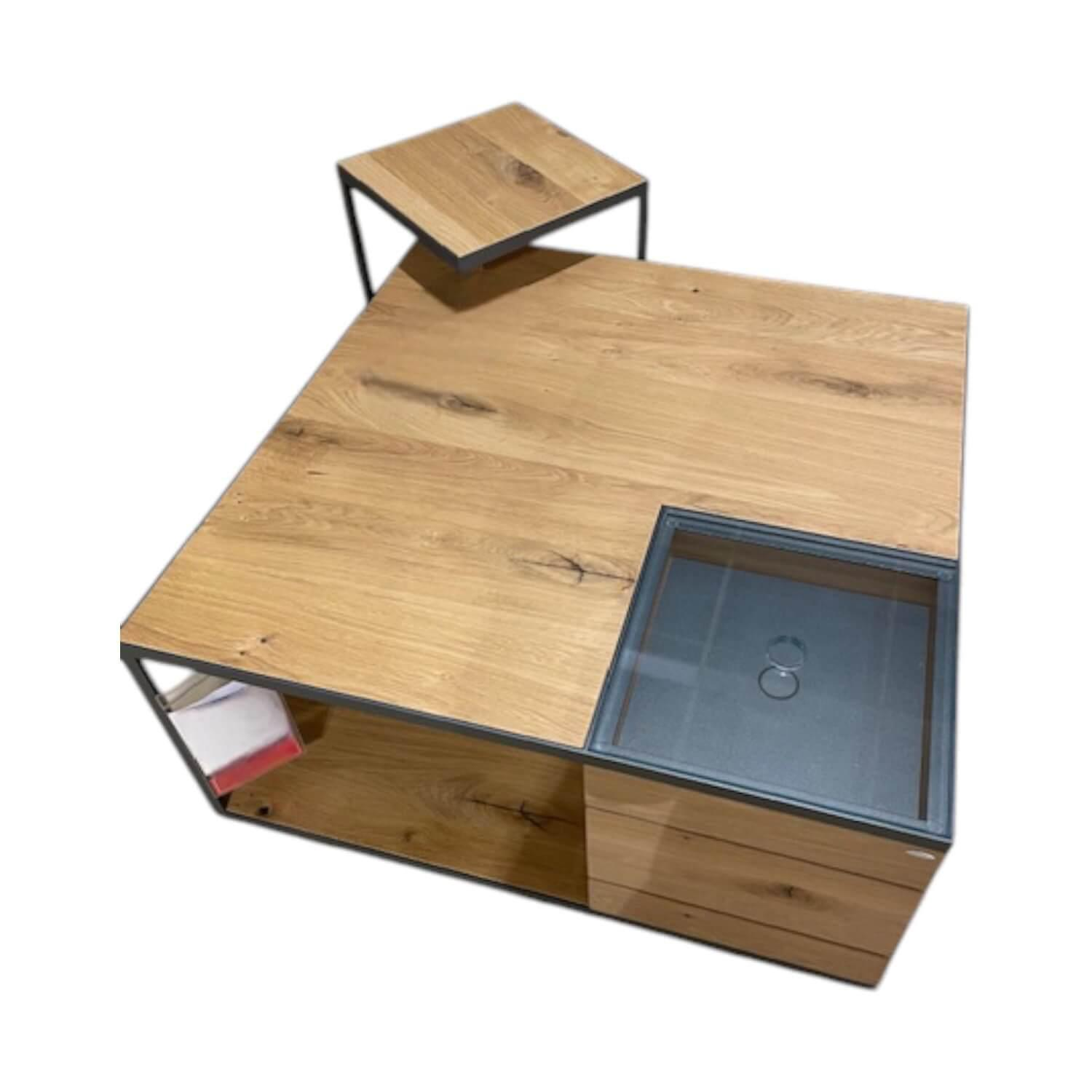 2er-Set Couchtisch Vcuben Platte Widleiche Rustico Schwarz Gestell Metall Anthra... von Voglauer