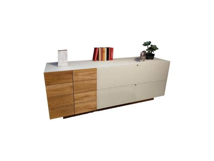 VOGLAUER Sideboard Sideboard V-Montana Wildeiche Deckplatte Weißglas Satiniert von Voglauer