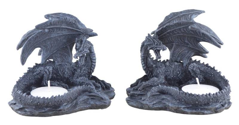 Vogler Dekofigur 2er Set Teelichthalter Drache Teelicht Dragon 10cm Figur figurine von Vogler