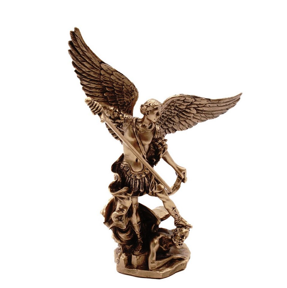 Vogler Dekofigur Erzengel Michael Miniatur Handbemalt Bronzefarbe Figur Veronese 10 cm von Vogler