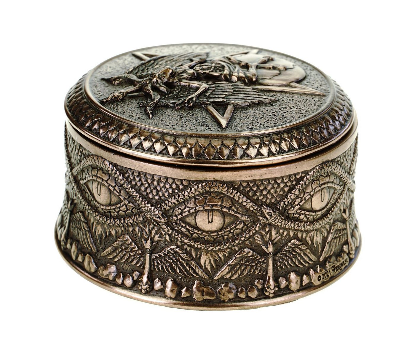 Vogler Dekofigur Pentagrammdose mit Gottheit Baphomet - rund bronziert by Veronese Vogler Dekofigur Pentagrammdose mit Gottheit Baphomet - rund bronziert by Veronese von Vogler