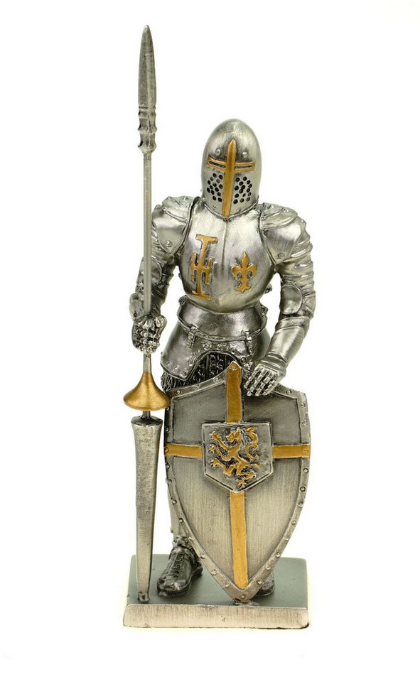 Vogler Dekofigur Zinnritter Tempelritter mit Schild und Lanze 13 cm Figur Templer von Vogler