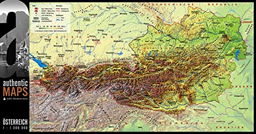 Vogt Foliendruck GmbH 3D - Landkarte Österreich 67,5 x 35 cm Karte Austria von Vogt Foliendruck GmbH