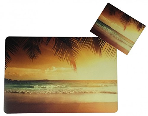 Schreibtischunterlagen Set mit Mousepad/Mauspad Sonnenuntergang am Strand von Vogt Foliendruck GmbH