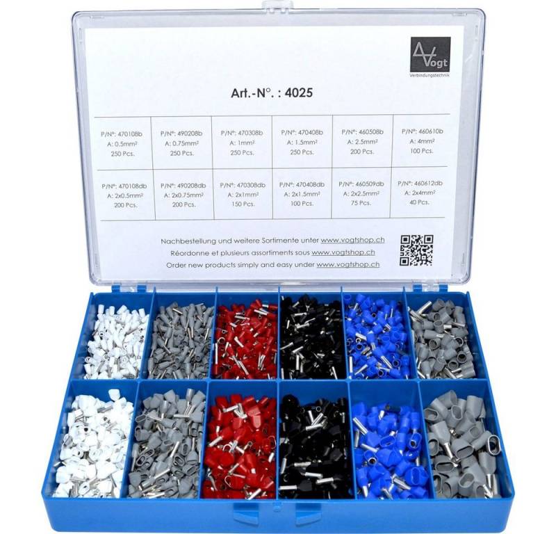 Vogt Verbindungstechnik Aderendhülsen Vogt Verbindungstechnik 4025 Aderendhülsen-Sortiment 0.5 mm², 4 mm² Te, 4025 von Vogt Verbindungstechnik