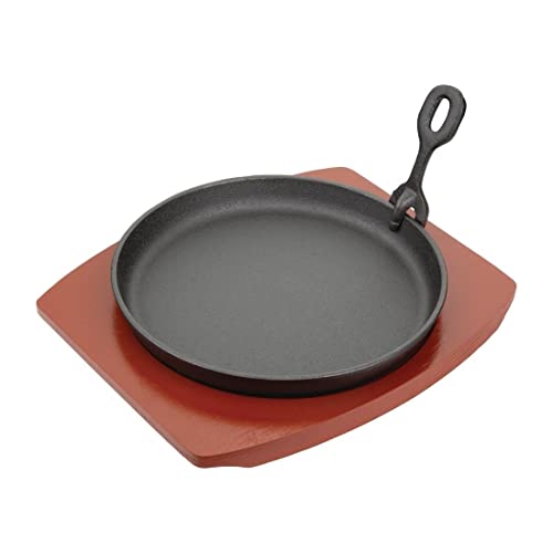 Olympia Gusseisen-Rundbrutzel mit Holzständer, Größe: 22 (Ø) cm, Material: Gusseisen und Holz, CC311 von Olympia