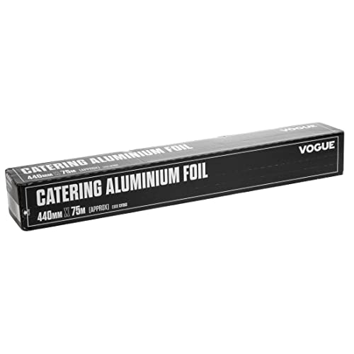 Vogue Alufolie für die Gastronomie - 440 mm x 75 Meter, Silber, mit gezackter Kante, 12 Mikron, Food Service Folienrolle, Premium Alufolie, für den gewerblichen und privaten Gebrauch, CF353 von VOGUE