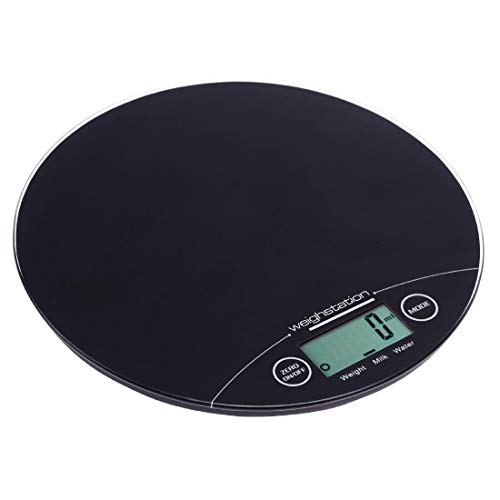 Vogue Digitale schwarze runde Waage (nicht gestempelt) 5 kg / 11 lbs Grad. 1g/0,1oz von VOGUE