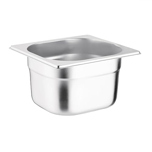 Vogue Gastronorm-Pfanne 1/6, Edelstahltablett, Tiefe: 100 mm, Fassungsvermögen: 1,7 Liter, Vorratsbehälter für heiße und kalte Speisen, Bain Marie-kompatibel, Deckel separat erhältlich, K991 von VOGUE