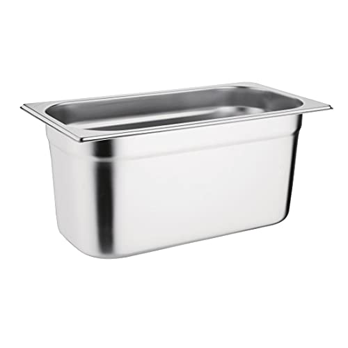 Vogue Gastronorm-Pfanne 1/3, Edelstahltablett, Tiefe: 150 mm, Fassungsvermögen: 5,7 Liter, Behälter für heiße und kalte Speisen, Bain-Marie-kompatibel, Deckel separat erhältlich, K934 von VOGUE