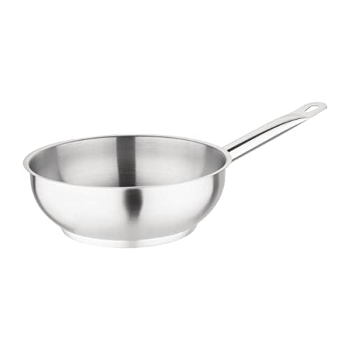 Vogue Edelstahl-Sauté-Bratpfanne 20 cm, Silber, 6,5 cm (H), induktionsgeeignet, verschweißter Griff, spülmaschinenfest, für den professionellen und privaten Gebrauch, M947 von VOGUE