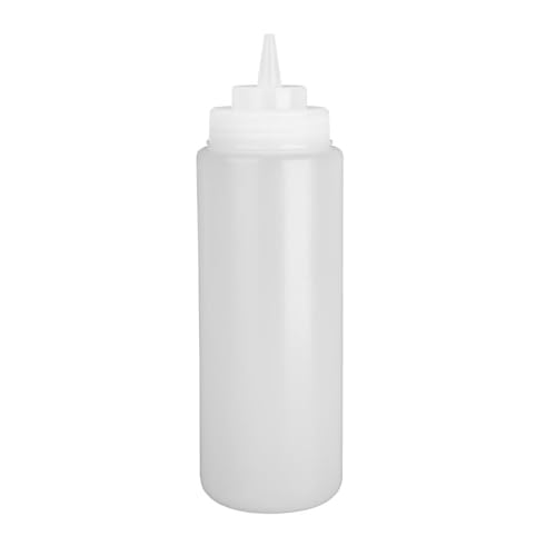 Vogue Squeeze-Sauce-Flasche 910 ml/32 oz, klares Polyethylen, weiter Hals für sauberes Befüllen, präzise schmale Spenderspitze, nachfüllbare Saucenflasche, Schraubverschluss-Design, E093 von VOGUE