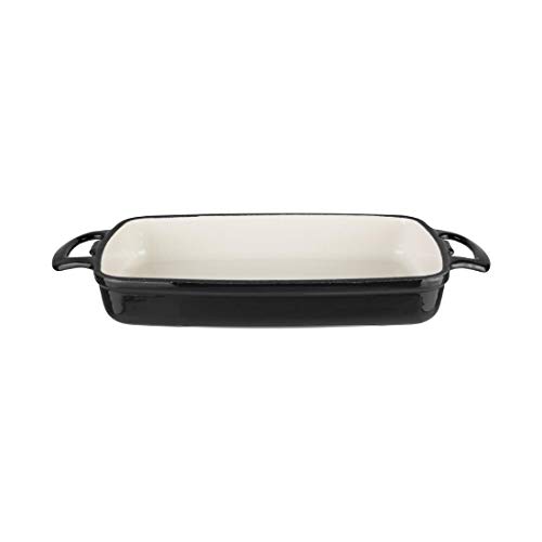 Vogue GH324 Auflaufform aus Gusseisen zum Backen und Rösten, rechteckig, 2,8 l, 55 x 390 x 235 mm, Schwarz von VOGUE