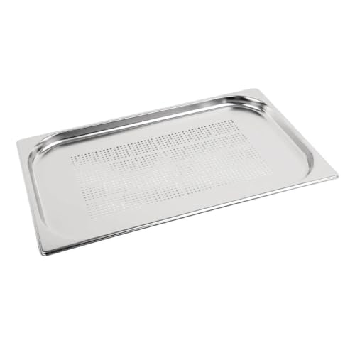 Vogue 1/1 Gastronormpfanne aus Edelstahl, perforiert, 20 mm tiefer Lebensmittelbehälter von NISBETS