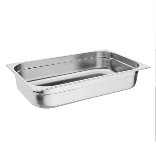 NISBETS Vogue Gastronorm-Pfanne 1/1, Edelstahltablett, Tiefe: 100 mm, Fassungsvermögen: 13,5 Liter, Behälter für heiße und kalte Speisen, Bain-Marie-geeignet, Deckel separat erhältlich, K923 NISBETS Vogue Gastronorm-Pfanne 1/1, Edelstahltablett, Tiefe: 100 mm, Fassungsvermögen: 13,5 Liter, Behälter für heiße und kalte Speisen, Bain-Marie-geeignet, Deckel separat erhältlich, K923 von VOGUE