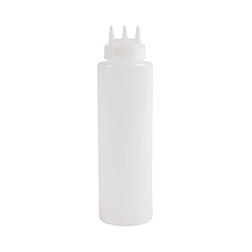 Vogue Clear 3-Düsen-Quetschflasche 908 ml / 36 oz, klar, Material: Polyethylen-Kunststoff, Dreifach-Düsen-Design, super quetschbar, schnelle Dosierung, verbundene Düsenkappe, CW726 von VOGUE