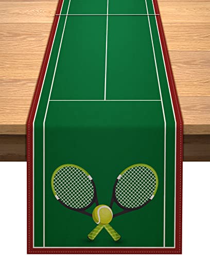 Vohado Tennisplatz-Tischläufer für Tennis-Motto, Geburtstagsparty, Dekoration, Esszimmer, Küche, Heimdekoration (33 x 182,9 cm) von Vohado