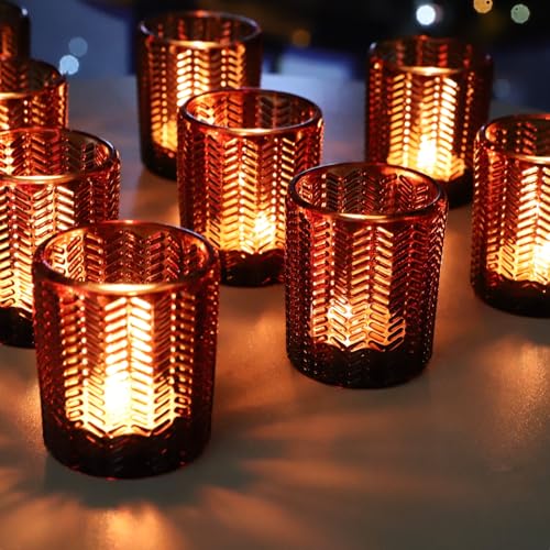 Vohocandle Amber Teelichthalter Glas mit 12 Stück, Weizenähren Teelichter Gläser für Herbstdekoration, braune Teelichtgläser Herbst für Weihnachten, Thanksgiving-Dekoration (5,5 B cm × 6,5 H cm) Vohocandle Amber Teelichthalter Glas mit 12 Stück, Weizenähren Teelichter Gläser für Herbstdekoration, braune Teelichtgläser Herbst für Weihnachten, Thanksgiving-Dekoration (5,5 B cm × 6,5 H cm) von Vohocandle