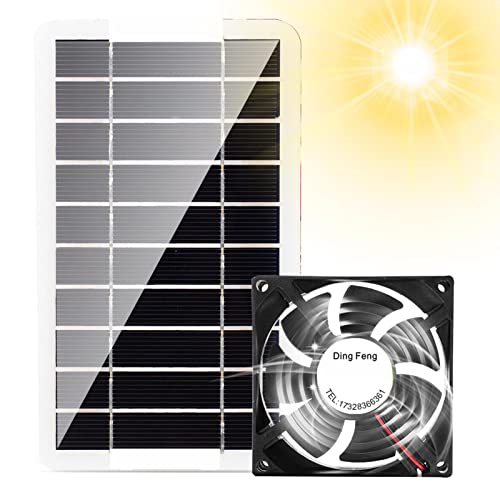 Voiakiu 5 Pcs Solarpanel-Lüfter | Lüfter mit Solarpanel - Wasserdichter tragbarer Ventilator für den Außenbereich, Abluftventilator für Hühnerställe, Gewächshäuser, Schuppen, Haustierhäuser von Voiakiu