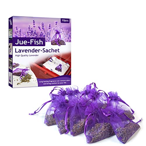 Voiakiu Lavendelsäckchen mit Premium Lavendelblüten zum Mottenschutz gegen Motten im Kleiderschrank, 10x Lavendel Säckchen für Entspannung und Schlaf von Voiakiu