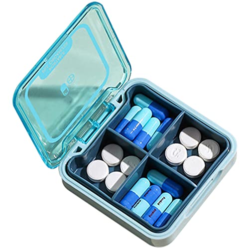 Voiakiu Tägliche Pillendose | Zusammenklappbare Tablet-Hülle | Tragbare Supplements Tablet Container Box Vier Fächer Vitamin Faltbarer Organizer Dispenser Halter Aufbewahrung für Reisetasche von Voiakiu