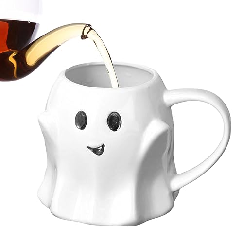 Geister Kaffeetasse - Weiße Geister Tasse - Halloween Ghostface Becher - Weiße Keramik Cartoon Kaffeetasse - Süße Halloween Geister Tasse Mit Henkels - Kreative Weihnachtsgeschenke von Voihamy