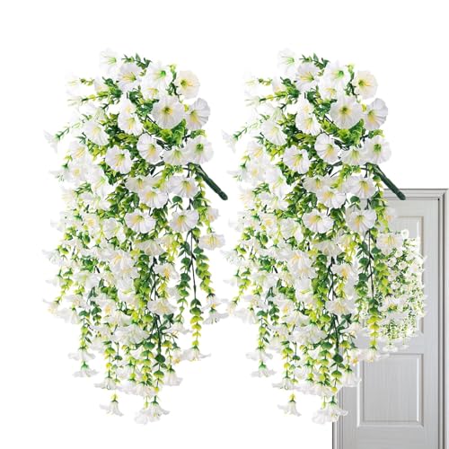 Künstliche Petunien für Outdoors, gefälschte Petunien | 2x gefälschte Petunias Seidenblumen,Bunte UV -resistente wetterfeste simulierte Pflanzen für Fensterbox Pflanzer Patio Gehweg Garten Pot von Voihamy