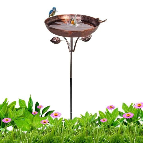 Vogelbad Für Den Außenbereich, Stehender Vogelfutterautomat, Dekorative Vogeltränke Mit 5-Zacken Erdspieß Für Garten Terrasse Rasen Hof Dekoration von Voihamy