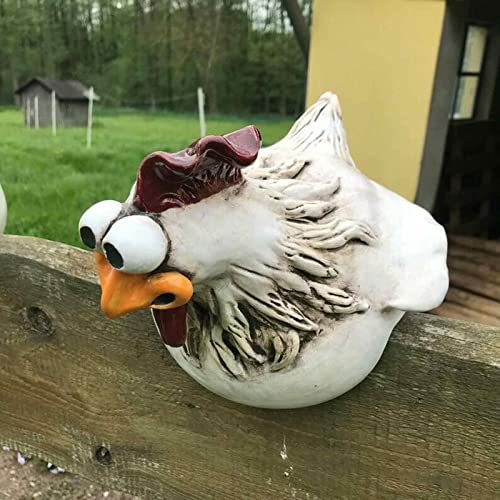 Voihamy Hühnerzaun Dekoration – Keramik Huhn Gartendeko - Hühner Deko Figuren Zaun - Hühner Deko Garten Statuen Outdoor Dekoration – Gartenstecker Keramik - Lustiges Gesicht Hühnerzaun Ornament von Voihamy