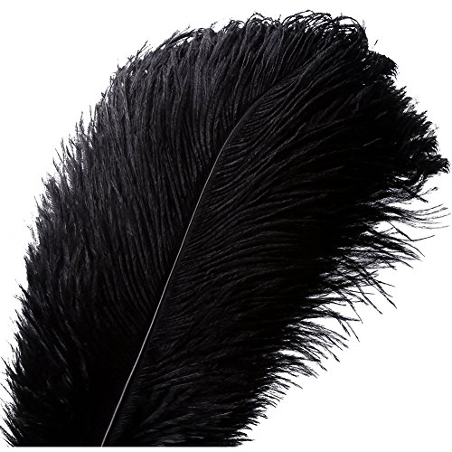 VoilaLove 10 stücke Natürliche Straußenfedern Handwerk 14-16 Zoll (35-40 cm) Plume für Hochzeit Mittelstücke Dekoration (35-40cm,Schwarz) von VoilaLove