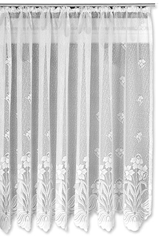 Voile Dekoschal Jacquard Gardine weiß Vorhang Kräuselband transparent Modell- und Größenwahl #1293 (04, 300x245) von Voile Gardine
