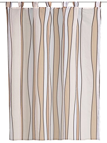 Voile Dekoschal Melava Gardine Schlaufen Vorhang transparent Streifenmuster modern Bedruckt B/H ca. 140x245 cm (beige braun Töne, Schlaufen) von Voile Gardine