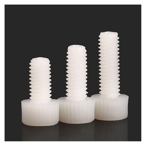 Voirrow 20 Stück M3/M4/M5/M6/M8 Nylon-Innensechskantschrauben Sechskant-Kunststoffschrauben Schraube weiß(M3x6) von Voirrow
