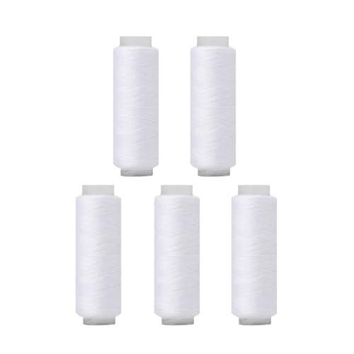 5 Spulen Polyestergarn, weißes Polyester-Nähgarn für Hand- und Maschinennähen, 150 m pro Spule von Vokenforu