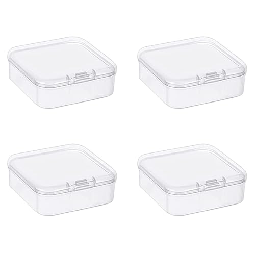 Vokenforu 4,3 x 4,3 x 2 cm, transparente Kunststoff-Aufbewahrungsbehälter, quadratisch, transparent, leere Mini-Aufbewahrungsboxen mit Deckel für kleine Gegenstände, 5 Stück von Vokenforu
