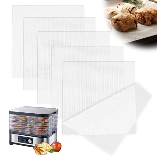 6 Stücke Dörrfolie für Dörrautomat, Antihaft Frucht Dehydrator Matten Silikon Dehydrator Blätter, Wiederverwendbare Antihaft-Dampfmatte, Dampfer Mesh Matte, Dampfgarer Netz Backmatte, Dehydrator Matte von Vokmon