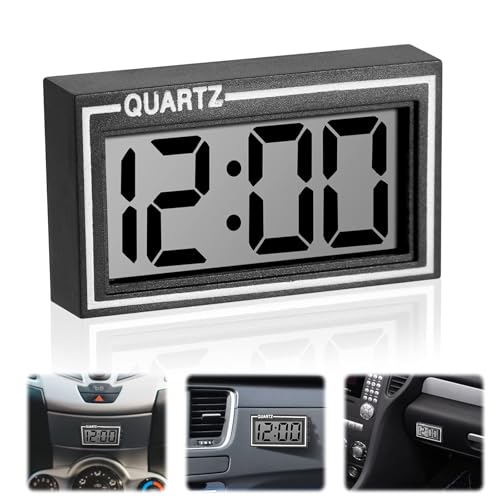 Autouhr Armaturenbrett, Mini Auto Uhr, Fahrzeug Elektronische Kleine Digitaluhr, LCD Digital Clock, Fahrzeug Auto Clock, Datum Zeit Kalender Mini Table Car Armaturenbrett Schreibtisch Uhr mit Klebepad von Vokmon