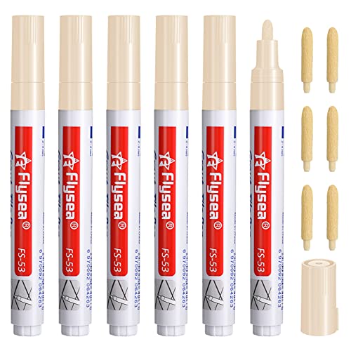 Fugenstift,6 Stück Fugenmörtel Fliesen Stift Wand Mörtel Restaurierung Stift,mit Ersatzspitze für Wiederherstellung Fugenstift Beige Wand Boden Badezimmer und Küche (Beige) von Vokmon