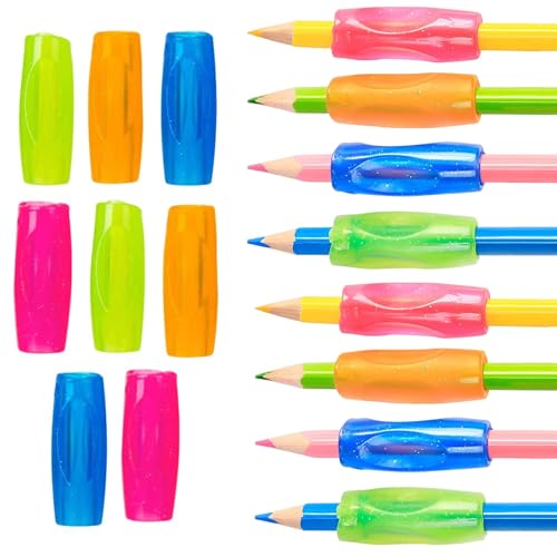 Vokmon 8Stück Bleistift Griffe Stifthaltung Hilfe Kinder Silikon Stift Griffe Stiftgriffe Schaumstoff Linkshänder Rechtshänder Bleistift Griffe Ergonomische Schreibhilfe für Stift Kinder von Vokmon