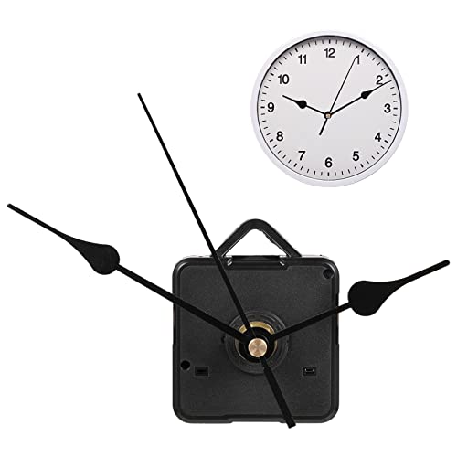 Vokmon Leises Quarz-Uhrwerk-Set, langer Schaft, geräuschlose Uhrwerk, Wanduhr, Mechanismus, Ersatz-Uhrwerk, DIY-Uhrwerk-Kits für Uhrenreparatur (schwarzes Zeiger) von Vokmon
