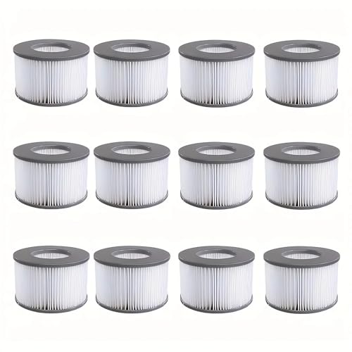 Vokowin Ersatzfilter für MSPA Whirlpool Ersatzfilter-Kartusche Wasserfilter, Filter für Whirlpool und heiße U-Boote sowie Spas, Aufblasbare Pools, Wasserfilter Modell ab 2020, Packung à 12 von Vokowin