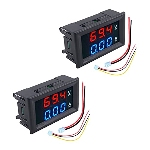 VOKTTA 2 STÜCKE 10A Digital Voltmeter Amperemeter DC 0~100V 0,28" Dual LED Display Panel 3 Bits Ampere Spannung Strom Volt Amperemeter Tester (Rot-Blau) von Voktta